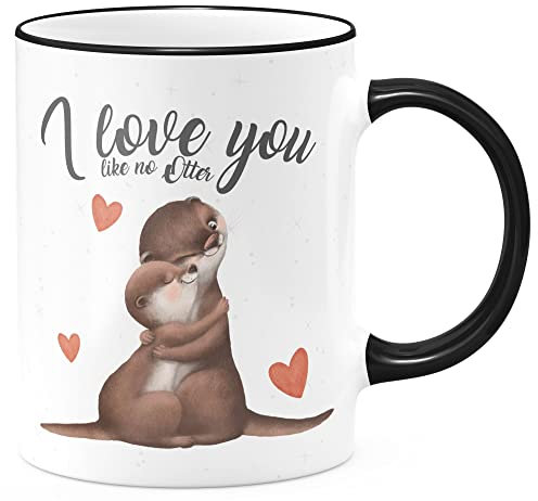 FunTasstic Tasse I love you like not Otter Kaffeebecher beidseitig bedruckt Büro, Farbe:schwarz, Größe:330 ml
