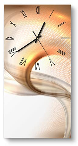 DEQORI Glasuhr | horizontal 30x60 cm | Motiv Schwingungen im Licht | große XXL Design Uhr aus Glas | leise Wanduhr für Wohnzimmer & Küche | moderne Hingucker Uhr für die Wand