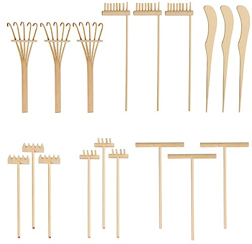 18 PCS DIY Sand Zen Garden Tools, Mini Zen Garden Rake Sets for Serenity and Spiritual Meditation, Tasteful and Elegant Zen Garden Accessories for Home Decor, and Father or Mother's Gift, by GNIEMCKIN