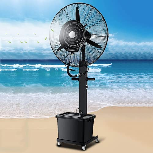 Locuetyn Oszillierender Nebelventilator, 3 Kühlgeschwindigkeiten mit 42L Tank, verstellbare Höhe, Standventilator für Hinterhöfe, Terrassen und mehr, Schwarz