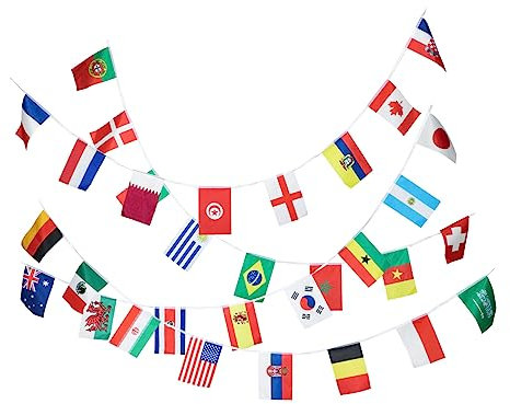 CLISPEED 32 Saiten Wm-String-Flagge Fußballfahnen Europäisch Foto-Requisiten-wimpelkette Albanische Flagge Europacup-Banner Länderflaggen-bannergirlande Ornament Polyester Vielfältig