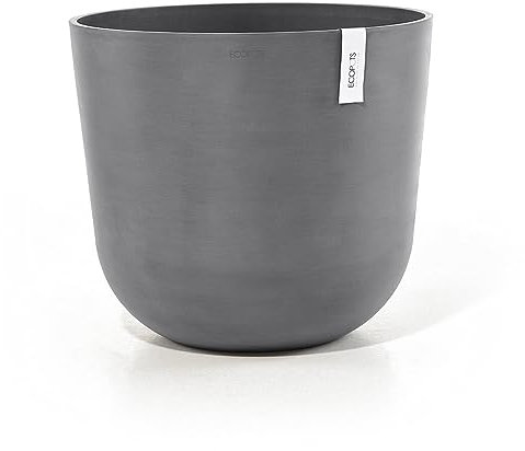Ecopots Blumentopf Oslo Grau - Durchmesser Ø 25 cm rund groß - Pflanzentopf aus Recycling Kunststoff - Übertopf modern für Indoor und Outdoor