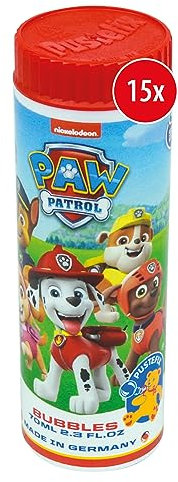 PUSTEFIX Seifenblasen Set I 15x Klassik 70ml PAW Patrol I Bunte Bubbles Made in Germany I Seifenblasen für Kindergeburtstag, als Mitgebsel oder Gastgeschenk I 15 x 70 ml Vorteilspack für Kinder