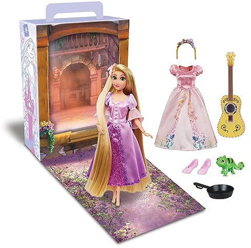 Disney Store Offizielle Prinzessin Story Puppe (Rapunzel from Tangled) 27,9 cm, inklusive Malbuch und zusätzlichem Kleid, Prinzessinnen-Puppe im klassischen Outfit, Prinzessinnenspielzeug für Mädchen