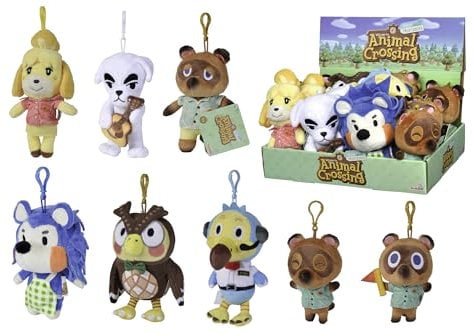 Simba, Animal Crossing, Anhänger mit Plastikclip, 8-Fach Sortiert Varianten Tom Nook mit Clip, ca 16 cm