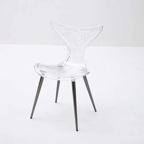 JJoias Meerjungfrau Form Acrylstuhl, Stapelbares Design Casual Acryl Speisestuhl, Stromlinienförmiges Familien -Esszimmerstuhl, Lounge Creative Crystal Back Stuhl,Clear