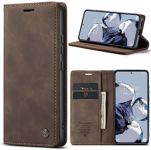 Handyhülle für Xiaomi 12T Pro 5G Hülle, Klapphülle Xiaomi 12T Premium Lederhülle Klappbar Flip Case Tasche Magnet Kartenfach Standfunktion Klapphülle Schutzhülle für Xiaomi 12T 5G/12T Pro 5G, Kaffee