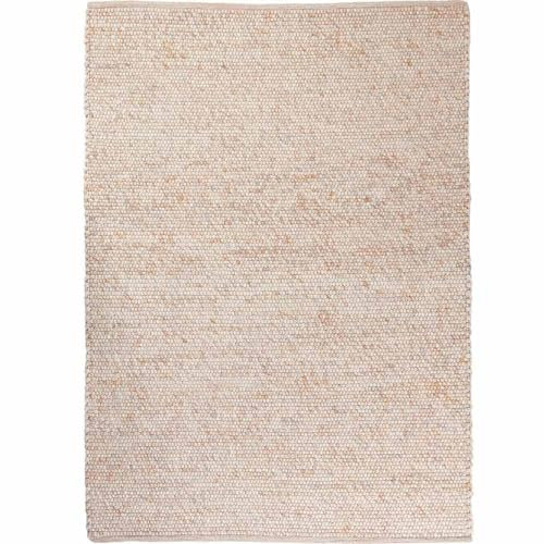 Knutzen Wohnen Mala Wollteppich flach gewebt 60 x 110 cm Natur hell - Teppich Wolle Natur - Handgewebter Schurwollteppich mit angenehmem Lauferlebnis