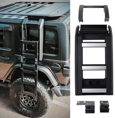 Escalera lateral mejorada para Jeep Wrangler JK 2007-2017 de 4 puertas, escalera de acceso lateral, escalera de techo plegable para ventana lateral