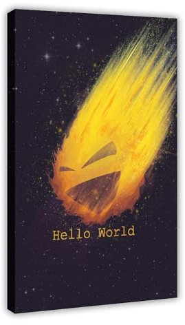 FMSKY Hello World Kunst-Leinwand-Poster, Wandkunst, Dekordruck, Gemälde für Wohnzimmer, Schlafzimmer, Dekoration, Rahmen-Stil, 50 x 75 cm