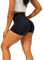 HAWILAND Kurz Leggings Damen - Scrunch Butt Sportshorts Booty Push Up Shorts High Waist Figurformend Hotpants für Gym Fitness Workout #1 Biberschwarz M