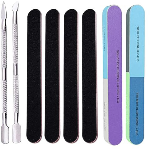 YSFVNP 8 Pcs Nail File Set: 8 Piece Nail Files and Buffers, Professional Nail Prep Kit with Stainless Steel Cuticle Remover, Ideal for Travel & Home Use