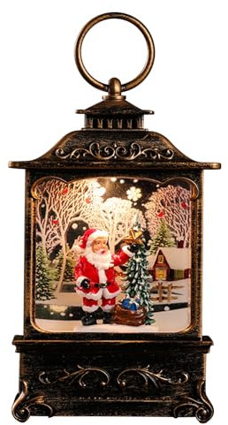 Weihnachten LED-Laterne,LED Schneelaterne,Glitzernde Leuchte Weihnachts-Schneekugel-Laterne für Thanksgiving Halloween Weihnachtsdekoration und Geschenk,LED Laterne mit Schneegestöber (Weihnachtsmann)