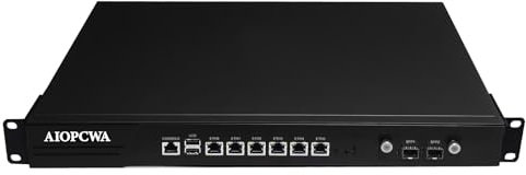 AIOPCWA 1U Firewall Appliance B250 Core i9 9900, 2 x 10Gb SFP+ LAN Firewall Hardware VPN Router PC, 8GB RAM 64GB SSD OPNsense Hardware 19”Rackmount for Homelab with VGA, SIM