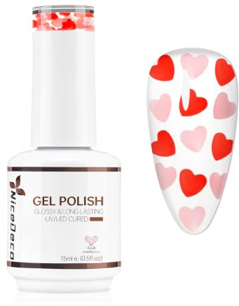 Nicedeco UV Nagellack Transparent Rotes Herz 15ml Soak Off Gel Nagellack UV LED Gellack Gel Nail Polish 332