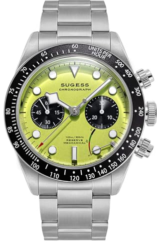 Sugess BB Chrono S457.G Herrenuhr, gewölbt, Saphirglas, 100 m, mechanisch, silber, Armband
