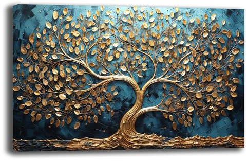 Printerland Quadro Albero della Vita su Tela Canvas, Quadro Moderno da Parete per Soggiorno, Salotto e Camera da Letto, Stampa Artistica Made in Italy Pronta da Appendere (11, 40x70 cm)