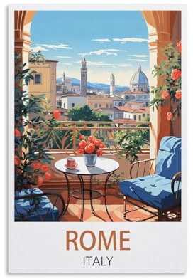 Rom Italien Vintage Reiseposter Landschaft 20 x 30 cm Druck Poster Zuhause Badezimmer Schlafzimmer Büro Wohnzimmer Dekor Leinwand Poster