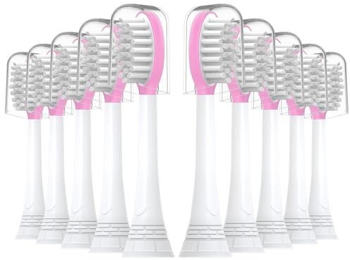 CILGEWH Ersatz-Zahnbürstenköpfe für Philips Sonicare elektrische Zahnbürste, weicher Bürstenkopf für Kinder ab 7 Jahren, für Jungen und Mädchen, Rosa, 10 Stück