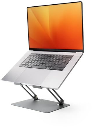 InnovaGoods® Support pour Ordinateur Portable Pliable et réglable, Hauteur et Inclinaison réglables, antidérapant, Structure Ouverte, écrans de 10 à 18, Acier au Carbone, idéal pour Bureau et