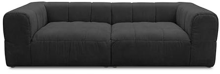 DOMO. collection Sofa Campana, 3-Sitzer Couch mit Taschenfederkern und gepolsterter Rückenlehne, 3er Bigsofa, Polstergarnitur 250 x 113 x 72 cm (BxTxH), dunkelgrau