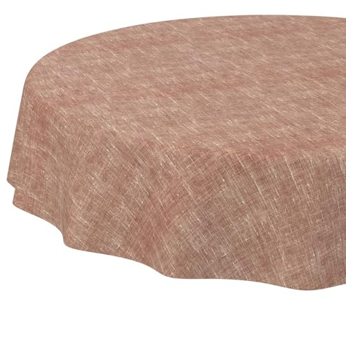 ANRO Tischdecke abwaschbar Leinenoptik Rot rund Ø 100 cm Outdoor wetterfest | schmutz- & wasserabweisend, pflegeleicht – waschbar bei 30 °C – ideal für Garten, Terrasse & Esszimmer