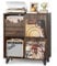 Bikoney Schallplatten Aufbewahrung mit Vinyl Display und 2 Schubladen – Holz Schallplattenständer Tisch und TV Schrank für Alle Plattenspieler und Lautsprecher, Plattenspieler Regal für Wohnzimmer