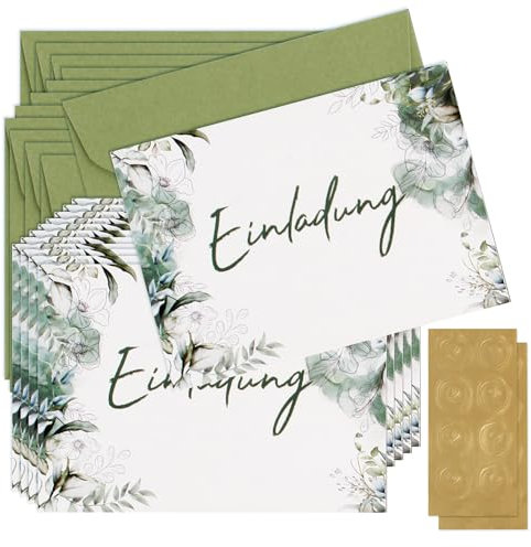 HOWAB Einladungskarten Einladung Geburtstag Hochzeit, 12x Hochzeitseinladungskarten 50 60 70 80 Geburtstag Und Silberhochzeit Goldene Hochzeit, Partyeinladung In Eukalyptusblättern-Aquarell-Design