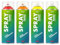 WLX Set di 4 colori spray al neon da 400 ml, colori fluorescenti ad alta visibilità ad asciugatura rapida per legno, metallo, pietra e vetro