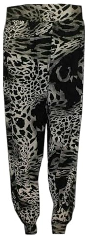 Women's Harem Trousers - Ladies Casual Pants -Elasticated Waist - Soft Stretchy Fabric - Full Length - Plus Size UK (UK, Numeric, 8, 26, Regular, Regular, S/M (8-10), Black Animal Print)