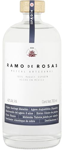 Ramo de Rosas Espadín Joven Mezcal – 70cl Bottle | Made from 8-Year-Old Agave | Artisanal Mexican Mezcal | Smooth, Floral & Lightly Smoky | Perfect for Sipping Neat or Craft Cocktails