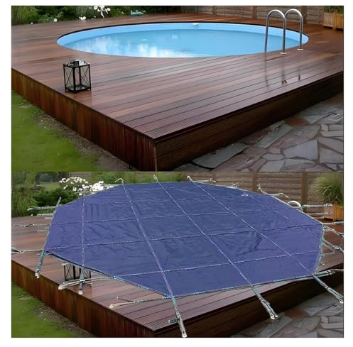 HAIXHX bache Piscine Couverture De Piscine Personnalisable PP Anti-poussière pour Maison, Jardin Et Hôtel, Couverture De Sécurité pour Piscine avec Terrasse en Bois(Blue,9M)