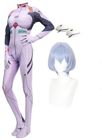 Zhongkaihua Asuka Langley Soryu Cosplay Anzug Rollenspiel Rot Bodysuit Ayanami Rei Kostüm Set mit Perücke Halloween Karneval Party für Kostüm Erwachsene