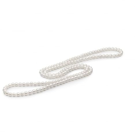 Gaura Perlenkette weiß – Runde Süßwasserperlen 7.5–8.5 mm • 120 cm Rope-Länge • vielseitig doppelt tragbar • Handgefertigt & zeitlos elegant