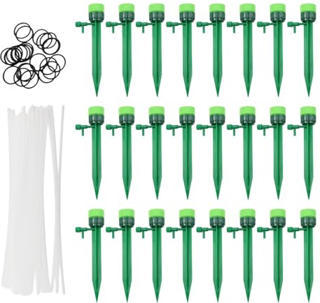 Kivivaka Sistema a picchetto per piante autoirrigante, tasso di gocciolamento regolabile (0C60 Sec/Drop), punte in plastica da 18 cm, set da 24 bottiglie di plastica (e.., per Pepsi)