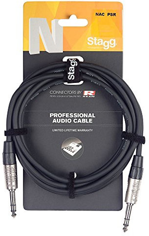 Stagg 25019311 Audiokabel (1m, 2x Stereo Klinke Stecker, 6,3mm)