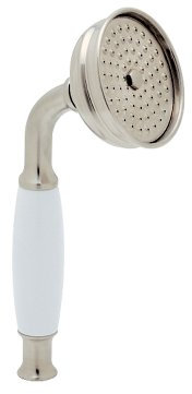 Rohl 1100/8EPN Anti-Cal Single-Function Handshower with White Resin Handle, Polished Nickel