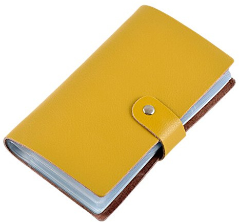 boshiho Leather Credit Card Holder Business Card Case Book Style 90 Count Name ID Card Holder Book (Yellow)