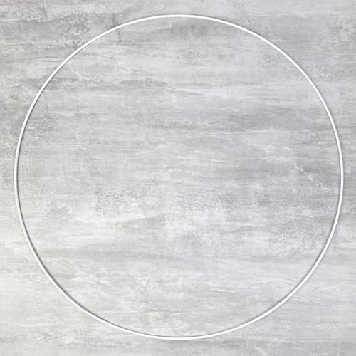 Lealoo Grand Cercle métallique Blanc diam. 60 cm pour Abat-Jour, Anneau epoxy Blanc Attrape rêves
