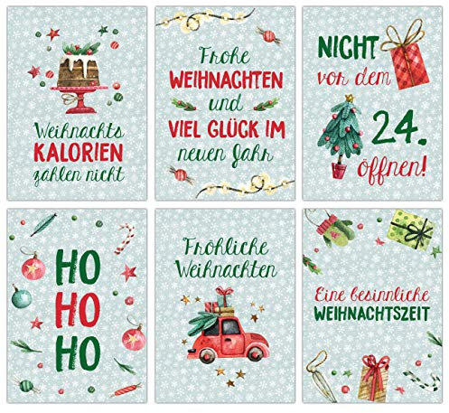 Papierdrachen Weihnachtskarten Set - 12 liebevoll gestaltete Postkarten zu Weihnachten - Kunstdruck zum Verschicken, Pakete dekorieren und Sammeln - Set 11 Mint