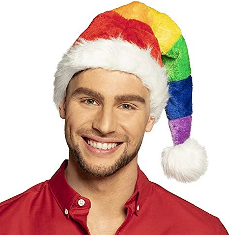 Marco Porta Nikolausmütze Regenbogen Weihnachtsmütze Bunte Nikolaus Mütze Weihnachtsmarkt Unisex