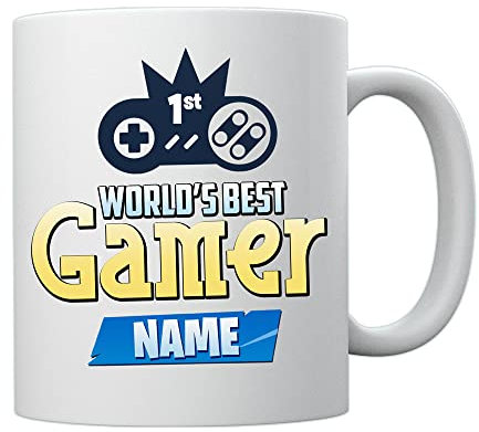 Birthday Gamer Gift - Personalised Mug Cup - Add Name - World's Best Gamer - Video Game Design - 16th 18th 19th 21st
