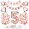 5 Jahre Geburtstag Mädchen Rosegold - Luftballon, Happy Birthday Banner, Konfetti - Geburtstagsdeko Set