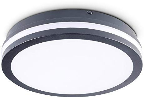 SSC-LUXon LED Deckenleuchte C220C-LED für Badezimmer IP54 Wasserschutz - Panel Aufputz rund Ø22cm - Aufbauleuchte anthrazit 18W neutralweiß 230V