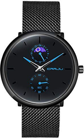 SUPBRO Herren Uhr Männer Wasserdicht Armbanduhr Analog Zifferblatt Business Uhr Datum Ultra Dünne mit Mesh-Armband Designer