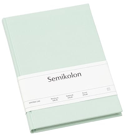 Semikolon 364089 Notizbuch Classic A5 liniert - 176 Seiten, cremeweißes Papier - Lesezeichen - moss pastell-grün