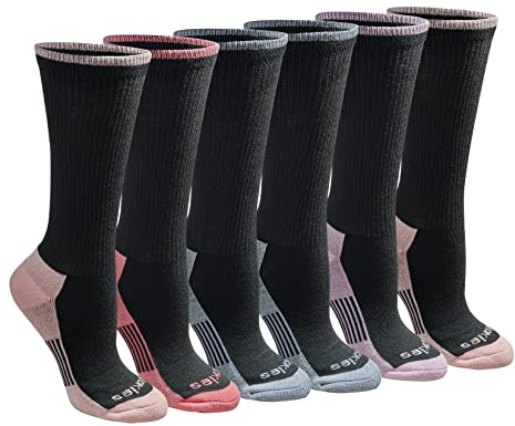 Dickies Women's Dri-Tech Essential Crew & KH Socks, Blk Blush (6 Pr), Large
