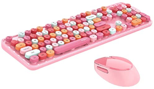 LJFLI Tastiere da Gioco Gaming Senza Fili Topo Colore Rossetto Ragazza Cuore Tastiera Punk da Gioco per Ufficio Desktop,Pink