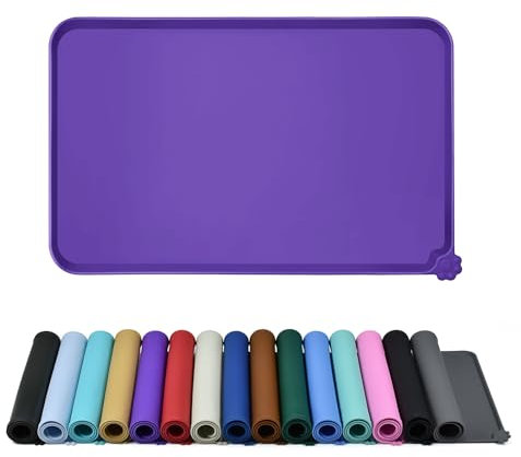 Reopet Silicone Pet Feeding Mat, Waterproof Dog & Cat Food Mat with Raised Edges, Prevents Spills - Multiple Colors & Sizes