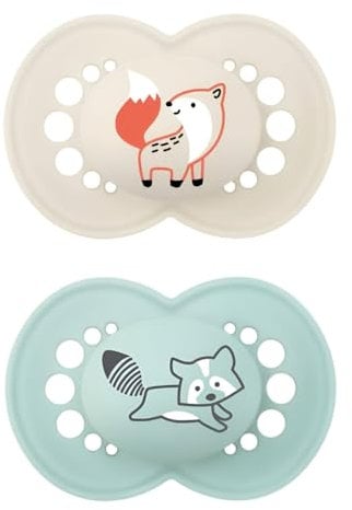 MAM Original Schnuller, 2er-Set mit Sauger aus extra weichem SkinSoftTM Silikon, mit selbststerilisierender Schnullertasche, limitierte Edition, 6+ Monate, grün/beige, matt, Jungen